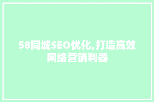 58同城SEO优化,打造高效网络营销利器