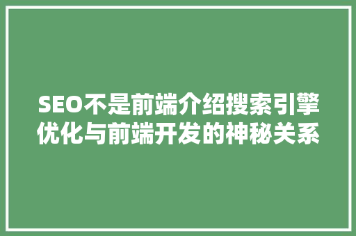 SEO不是前端介绍搜索引擎优化与前端开发的神秘关系