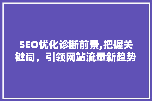 SEO优化诊断前景,把握关键词，引领网站流量新趋势