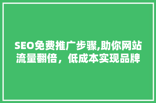 SEO免费推广步骤,助你网站流量翻倍，低成本实现品牌提升