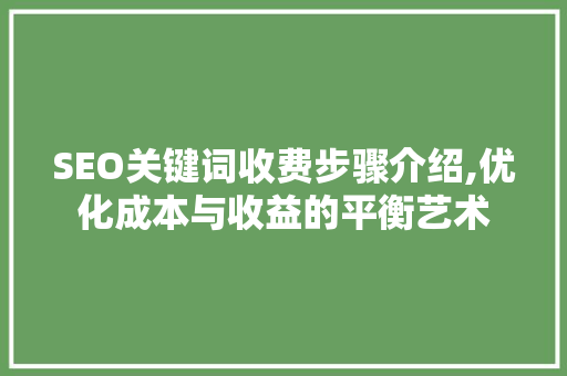 SEO关键词收费步骤介绍,优化成本与收益的平衡艺术