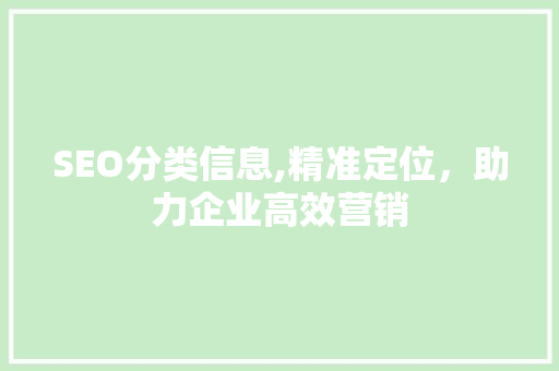 SEO分类信息,精准定位，助力企业高效营销
