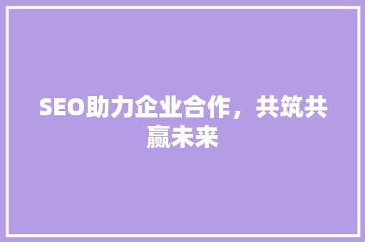 SEO助力企业合作，共筑共赢未来