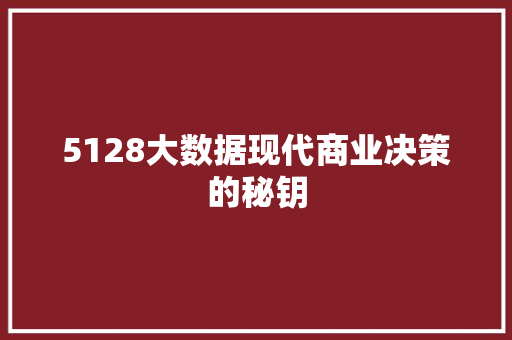5128大数据现代商业决策的秘钥