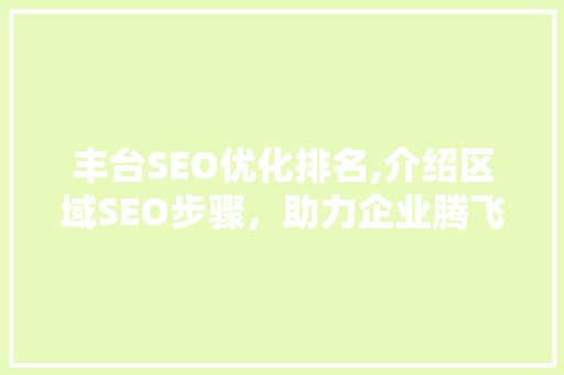 丰台SEO优化排名,介绍区域SEO步骤，助力企业腾飞