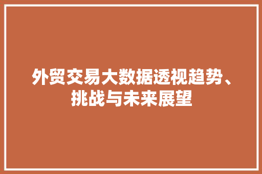 外贸交易大数据透视趋势、挑战与未来展望  第1张