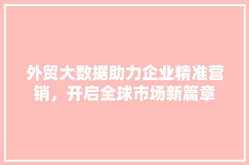 外贸大数据助力企业精准营销，开启全球市场新篇章  第1张