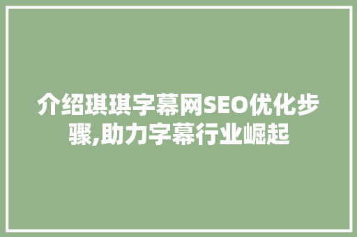 介绍琪琪字幕网SEO优化步骤,助力字幕行业崛起
