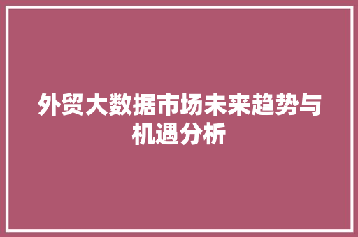 外贸大数据市场未来趋势与机遇分析  第1张