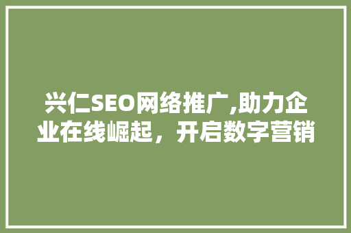 兴仁SEO网络推广,助力企业在线崛起，开启数字营销新时代
