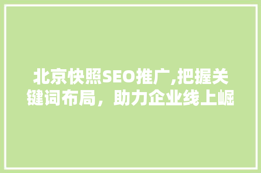 北京快照SEO推广,把握关键词布局，助力企业线上崛起