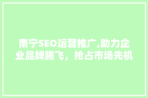 南宁SEO运营推广,助力企业品牌腾飞，抢占市场先机  第1张