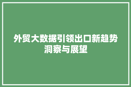 外贸大数据引领出口新趋势洞察与展望  第1张