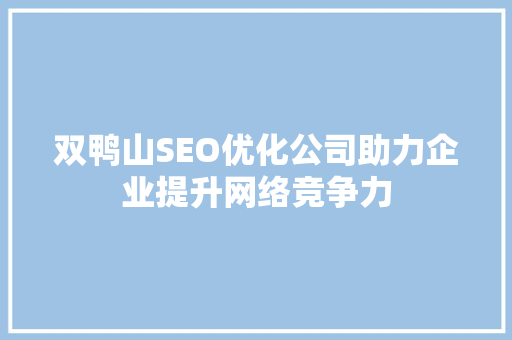 双鸭山SEO优化公司助力企业提升网络竞争力  第1张