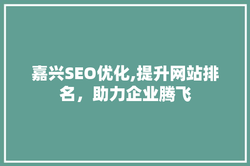 嘉兴SEO优化,提升网站排名，助力企业腾飞