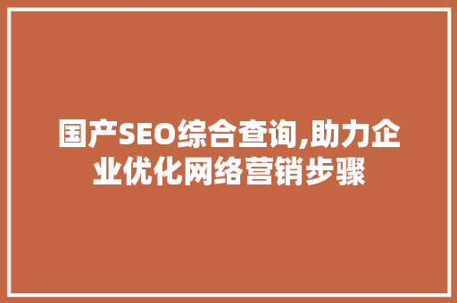 国产SEO综合查询,助力企业优化网络营销步骤