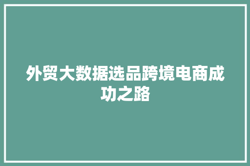 外贸大数据选品跨境电商成功之路  第1张