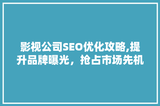 影视公司SEO优化攻略,提升品牌曝光，抢占市场先机