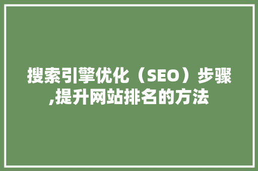 搜索引擎优化（SEO）步骤,提升网站排名的方法
