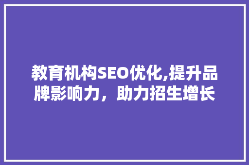 教育机构SEO优化,提升品牌影响力，助力招生增长  第1张