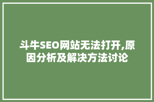 斗牛SEO网站无法打开,原因分析及解决方法讨论
