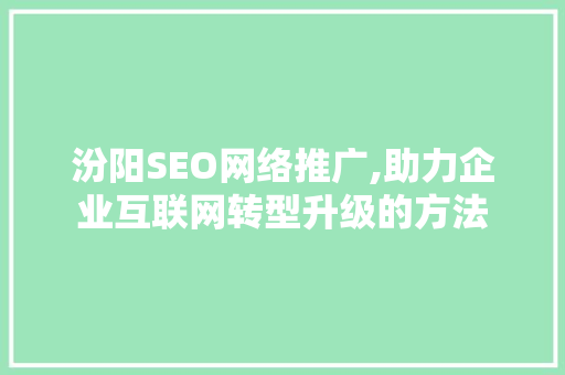 汾阳SEO网络推广,助力企业互联网转型升级的方法