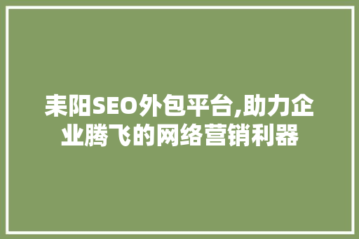 耒阳SEO外包平台,助力企业腾飞的网络营销利器  第1张