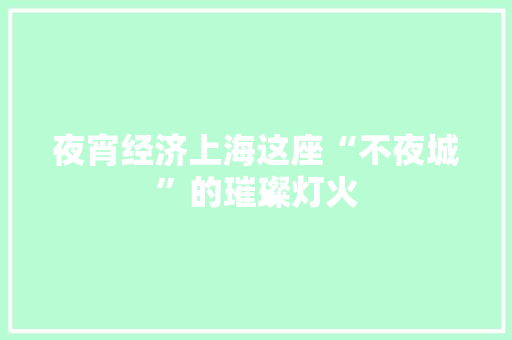 夜宵经济上海这座“不夜城”的璀璨灯火  第1张