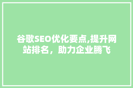 谷歌SEO优化要点,提升网站排名，助力企业腾飞