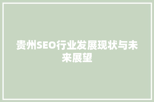 贵州SEO行业发展现状与未来展望