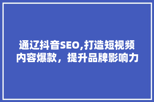 通辽抖音SEO,打造短视频内容爆款，提升品牌影响力  第1张