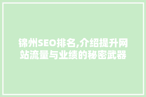 锦州SEO排名,介绍提升网站流量与业绩的秘密武器