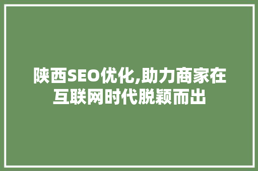 陕西SEO优化,助力商家在互联网时代脱颖而出