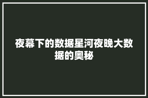 夜幕下的数据星河夜晚大数据的奥秘  第1张