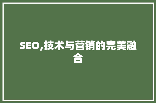SEO,技术与营销的完美融合