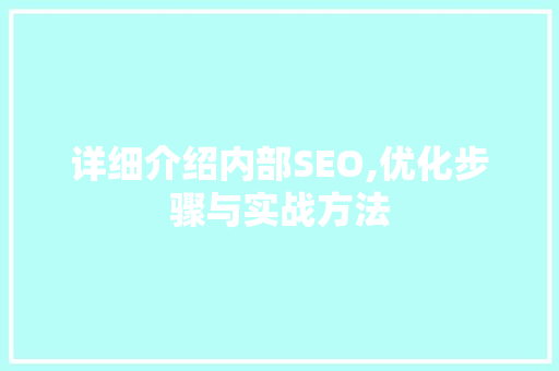 详细介绍内部SEO,优化步骤与实战方法