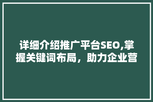 详细介绍推广平台SEO,掌握关键词布局，助力企业营销腾飞