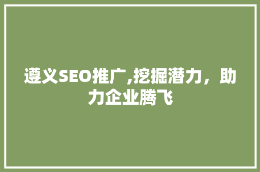 遵义SEO推广,挖掘潜力，助力企业腾飞