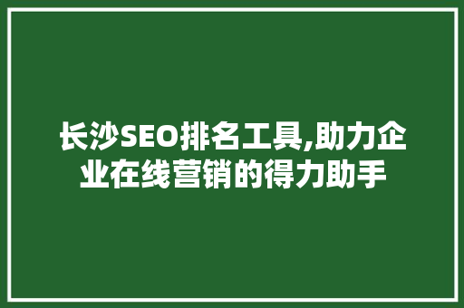 长沙SEO排名工具,助力企业在线营销的得力助手