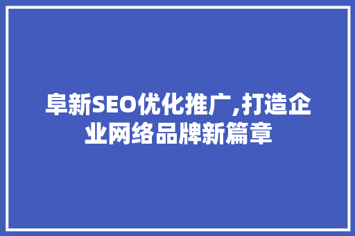 阜新SEO优化推广,打造企业网络品牌新篇章