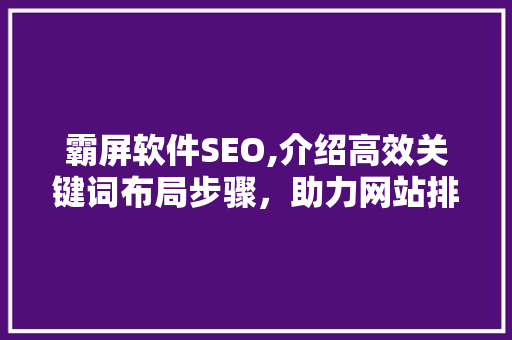 霸屏软件SEO,介绍高效关键词布局步骤，助力网站排名攀升