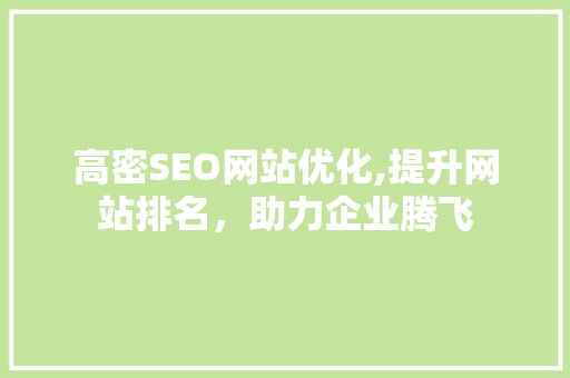 高密SEO网站优化,提升网站排名，助力企业腾飞