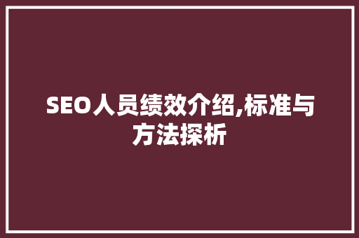 SEO人员绩效介绍,标准与方法探析