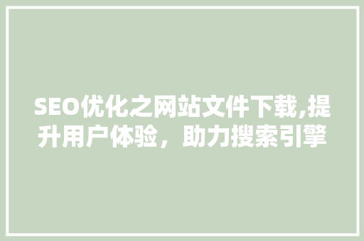 SEO优化之网站文件下载,提升用户体验，助力搜索引擎排名