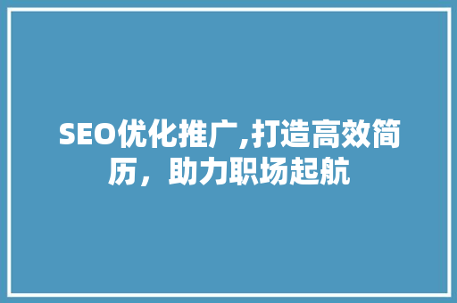 SEO优化推广,打造高效简历，助力职场起航