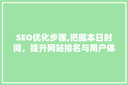 SEO优化步骤,把握本日时间，提升网站排名与用户体验
