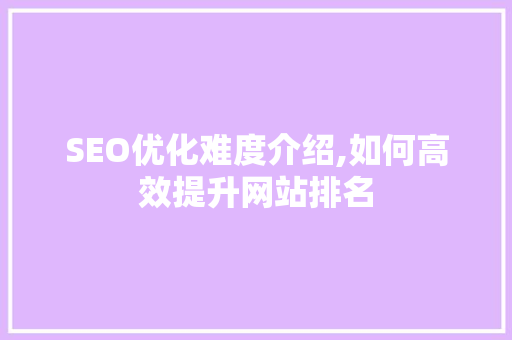 SEO优化难度介绍,如何高效提升网站排名