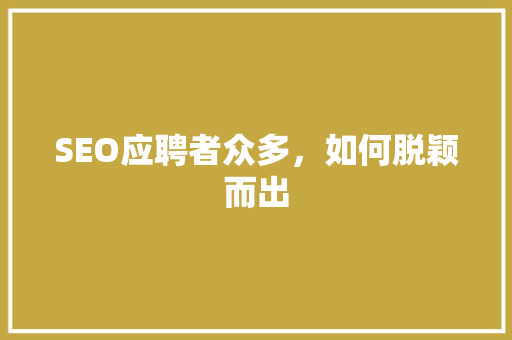 SEO应聘者众多，如何脱颖而出