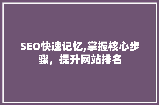 SEO快速记忆,掌握核心步骤，提升网站排名