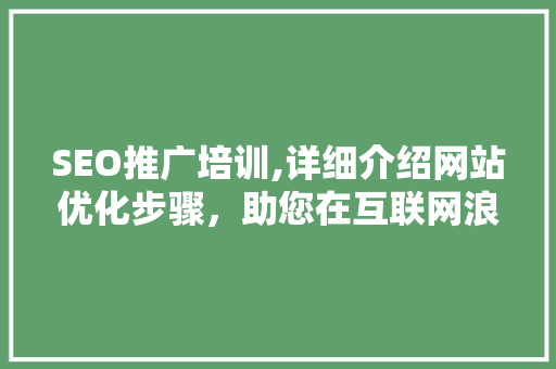 SEO推广培训,详细介绍网站优化步骤，助您在互联网浪潮中脱颖而出